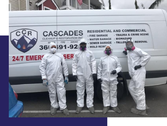 Cascades Cleanup & Restoration, Inc. team and service van